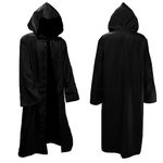 Faburo Black Hooded Cloak, Halloween Costumes for Men, Halloween Cosplay Sets, Halloween Witch Cosplay Robe Costume, Adult Hooded Cloak Cape, Have a Memorable Halloween.（XL Size）