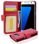 cadorabo Book Case works with Samsung Galaxy S7 EDGE in INFERNO RED - with Magnetic Closure and 3 Card Slots - Wallet Etui Cover Pouch PU Leather Flip