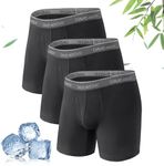 DAVID ARCHY Men's Boxer Briefs, 3 Pack Rayon Made From Bamboo Cool Underwear with 3D Support Pouch,Soft and Durable for Men