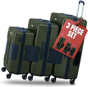 TACH Patented Connecting Hard Shell 3 Piece Luggage Set - 20, 24 & 28 inch Luggage | Carry-On, Medium & Large Rolling Suitcases - Forest Green