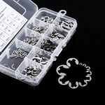 Walfront Stainless Steel E-Clip Kit, 120Pcs Retaining Snap Rings Assortment 1.5mm-10mm with Storage Box