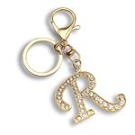 OUMILAN Letter Keychains for Women Purse Charms for Handbags Crystal Initial Alphabet Pendant with Key Rings Keychain Accessories,Letter R