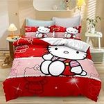 Duvet Cover Set Hello for Kitty Boys, Girls, and Teens,3D Printing Lightweight Comfortable 3 Piece Bedding Set (1 Duvet Cover and 2 Pillow Covers)