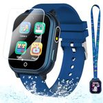 Kids Waterproof Watch Gift for Boys Age 5-12, with 32 Games, Dual Camera, Habit Tracking, Music Player, Alarm Clock, Video, HD Touchscreen Kids Watch Birthday Toys for 6-12 Years Old (Blue)