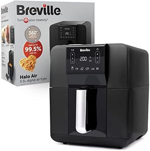 Breville Halo Air Fryer | Digital Large Air Fryer Oven | 5.5 L | Fry, Bake, Roast & Grill | 1700 W | Energy Efficient | Black [VDF126]