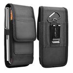 Njjex Phone Holster for Samsung Galaxy S24 Ultra S23 S22 S21 S20 Note 20 A35 A55 A15 A14 A54 A02S A12 A32 A13 iPhone 16 Pro Max XS XR Nylon Belt Clip Holster Cell Phone Pouch Card Holder Carrying Case