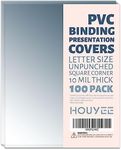 HOUYEE 100 Pack Clear Binding Presentation Covers, PVC Report Covers,10 Mil,8-1/2 x 11 Inches, Letter Size