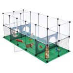 JUNGLE STONE Rabbit Playpen, Guinea Pig Cage, Hamster Cages, One Door Design for Small Animal, Bunny, Puppy, Kitten, Hedgehog, DIY, Expanded,Exercise Fence with Mat, 153 x 64 x 64cm (36 Panels)