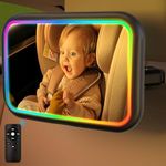 Baby Car Mirror with Light, 7 RGB L
