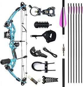 AMEYXGS Archery Compound Bows Kit Draw Weight 30-55 lbs Hunting Bow IBO 310fps Adults Archery with Hunting Accessories - Right Handed (Blue)