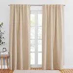 PONY DANCE Black Out Curtains 84 inch Long 2 Panels Burg for Living Room - Beige Window Treatments Room Darkening Curtains Back Tab/Rod Pocket Drapery for Bedroom, 52 Inches Wide, Set of 2, Beige