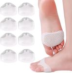 Reusable Foot Gel Pads 8 PCS Breathable Forefoot Ball of Foot Cushions for Shoe Metatarsal Pads for Women and Man Pain Relief High Heel Toe Plantar Fasciitis, Calluses Gel Insoles Prevent Blister