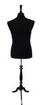 The Shopfitting Shop Male BLACK Mannequin Dressmakers Display Dummy - Tailors Bust Style Torso on Wooden Black Tripod Display Stand