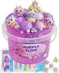 Purple Slime Kit, Clear Slime Bucket, Slime Party Favors for Kids, Crunchy Slime Includes 10 Packs of Slime Add-ins, Sensory Toys Birthday Easter Hallowmas for Girls Gift & Boys Gift