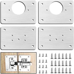 Cabinet Hinge Repair Plates, Hinge Repair Kit Plate, Cabinet Doors Hinge Repair Kit Cabinet Hinge Repair Plate with Hole for Wooden Furniture Drawer