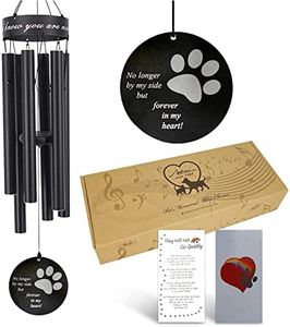 Pet Memorial Wind Chime, 30 Inches Paw Print Pet Remembrance Gift to Honor and Remember a Dog, Cat, or Other Pet, Premium Metal Wind Chime, Black