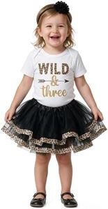 Luke and Lulu Young Wild and Three 3rd Birthday Outfit for Girls - Headband Set - Young Wild and Three Theme Party Dress