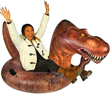SnowCandy Inflatable Snow Giant Dinosaur Inflatable T-Rex Winter Snow Tube & Beach Pool Floaty.