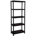 TAHA ® 5 Tier 60cm Wide Heavy Duty Black Plastic Shelving Unit Storage Organiser Garage Home Pantry Racking Shelf Shelves Workbench Workman Bays Racking Tools Paint Stationary 173X60X30