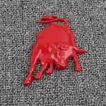 AutoBizarre 3D Raised Ox Bull Metal Monogram Emblem Badge Sticker for All Cars & Bikes (Red)