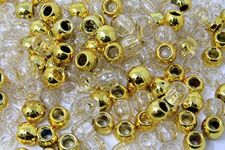 KOKO 180PC 10x12 mm Premium Wholesale Glitter Pony Beads, Multi-Colored Bracelet Cool Beads for Hair Braids, Kids Crafts, Plastic Braids Girls, GLITTER METALLIC GOLD, BP-1400