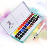 MeiLiang Watercolor Paint Set, 36 Vivid Colors in Pocket Box with Metal Ring and Watercolor Brush, Perfect for Students, Kids, Beginners and More