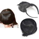 Flysales® Synthetic Wigs Headband Front Hair Bangs Fringe Hair Extensions for Women Girls, Black