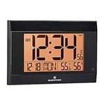 MARATHON CL030052BK Atomic Digital Wall Clock With Auto-Night Light, Temperature & Humidity - Batteries Included