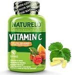 NATURELO Vitamin C with Organic Acerola Cherry Extract and Citrus Bioflavonoids - Vegan Supplement - Immune Support - 500 mg Vit C per Cap - Time Release - Non-GMO - 90 Capsules