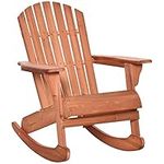 Outsunny Wooden Adirondack Rocking Muskoka Chair with Slatted Wooden Design, Fanned Back and Classic Rustic Style, Teak