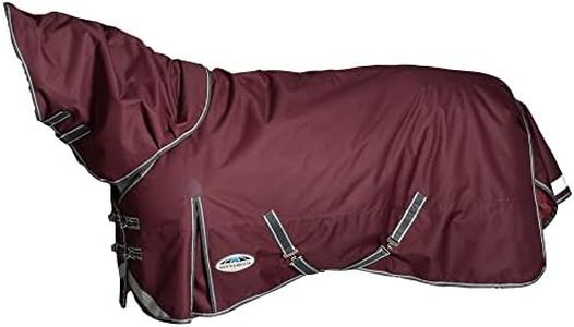 WeatherBeeta ComFiTec Plus Dynamic II Detach-A-Neck Medium Horse Blanket, Maroon/Grey/White, 75"