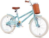 JMMD Girls Bike Ages 4-12 Years Old, Kids Bike for Toddlers with Basket, 12 14 16 18 20 24 Inch Kids Bicycle with Handbrake & Kickstand, Mint