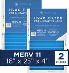 MEDIFY PRO 16x25x4 Filter - MERV 11 - E11 Media - Air Cleaning - Pleated HVAC AC Furnace Air Filters Replacement - (MERV 11, 2-Pack)