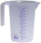 hünersdorff Measuring Jug 1 Litre Polypropylene (PP) Shatterproof and Dishwasher Safe Open Handle Blue Scale Transparent + Blue