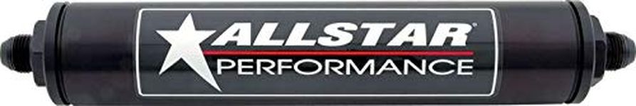 Allstar ALL40245 Black 12" Long x 2" Diameter Anodized Aluminum -10 AN Inlet/Outlet In-Line Fuel Filter Housing