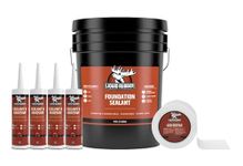 Liquid Rubber Concrete Foundation and Basement Sealant - Indoor & Outdoor Waterproof Coating, Easy to Apply, Kit- Includes Foundation Sealant 5 Gallon, Caulk 10.2 oz 4 Pack, Geo Textile 4"x160'