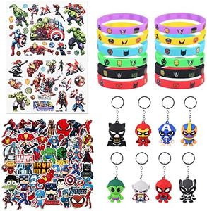 72 Piezas Superhéroe Vengadores Regalos Fiesta, Pulseras de Silicona, Avengers Llavero, Tatuajes Temporales Vengadores, Pegatinas Vengadores, Avengers Regalos de Fiesta de Cumpleaños para Niños
