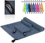Pameil Microfibre Towel,3 Set(80 x 40cm x2 +160 x 80cm) Large Microfibre Towel,Quick Dry Towel,Gym Workout Travel Swimming Beach Camp Outdoor Hiking Towel (Navy blue)