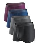 DAVID ARCHY Mens Underwear Dual Pouch Trunks with Support Ball Pouch Micro Modal Boxer Briefs for Men 4 Pack (XL, Black/Dark Gray/Navy Blue/Wine)