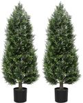 Two 4FT Artificial Topiary Cedar Tree, Christmas Tree Artificial Cedar Pine Tree Potted UV Rated Plant, Fake Plants Tall Artificial Plants Shrubs for Home Decor, Perfect Housewarming Gift (2, 4FT)