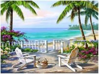 Diamond Painting-Landscape Diamond Art Kits for Adults-Dimond Art Kits, Dimond Paintings, Diamond Art Beach Chair, Great Gift for Gem Art Kits Home Wall Decor12''Wx16''L