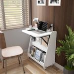 Studio Kook Nora Folding Table (Study Table, Multipurpose Desk with Wheels, Engineered Wood, Matte Finish) (Moonshine White)