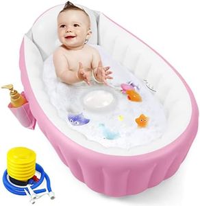 PandaEar Baby Inflatable Bathtub, Portable Travel Baby Infant Bath Tub Toddler Bathtub with Air Pump, Foldable Non-Slip Shower Basin Mini Air Swimming Pool for Newborn (Pink)