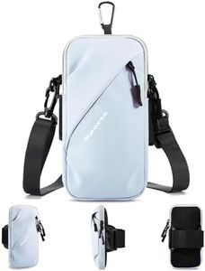 Prime Comfort Cell Phone Carrier - Arm Band, Cross Body Bag, Holster for Women - Walking, Running - Light Blue