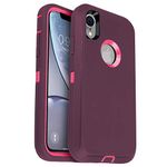 AICase iPhone XR Heavy Duty Case, Shockproof Tough Case, Rugged 3-in-1 Triple-Layer Drop Protection Phone Cover for Apple iPhone XR (2018), Purple/Pink