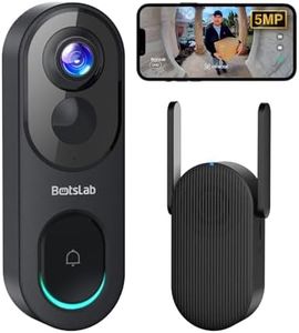 BOTSLAB 5MP Video Doorbell Camera Wireless No Monthly Fee, 1:1 Head-to-Toe with 360° View, 150-Day Battery Life, Triple Motion Detection Doorbell Camera, Pre-installed 32GB SD Card, WiFi Homebase