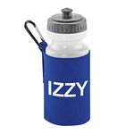 Workwear World Personalised Gym, Running, Sports & School Clip On Water Bottle Holder & 0.5L Drinks Bottle Set With Name Printed On (Royal Blue)