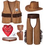 Cowboy Costume for Boys 7pcs Set Kids Dress Up Birthday Party Halloween Cosplay 6-7 Years