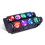 8x15W Spider Moving Head Light LED RGBW 4in1 Portable Stage Light, Strobe Party Beam DJ Lighting DMX 512 & Sound Activated for KTV Disco Party Event