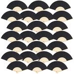 baotongle 24pcs DIY Blank Bamboo Folding Fan Handheld Folded Fan Paper Handmade Folding Fan for Gift Party Favors Home Office Wedding Party Halloween Black